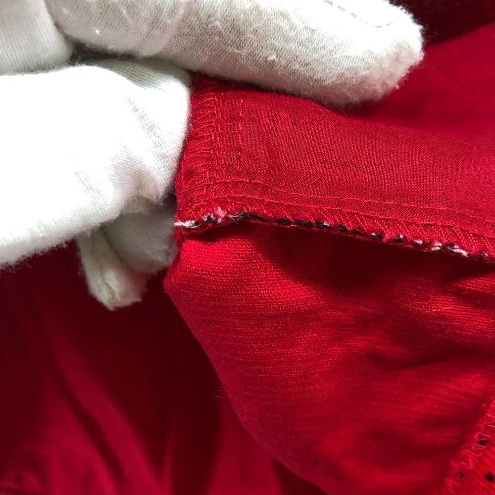 Vintage Girls 12-18M Holiday Pinafore Dress Red Corduroy Christmas‎ Embroidered